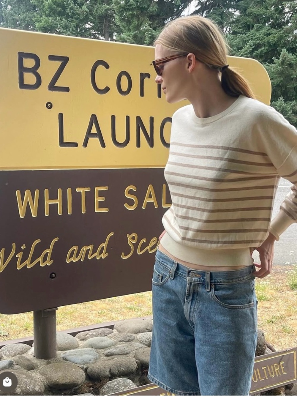 NWOT Jenni Kayne Avery Crewneck Sweater Stripe Cotton Merino Neutral S Summer - Picture 4 of 10